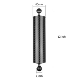 FEICHAO 2 x D60 mm 10/12 Inch Buoyancy 447 g / 550 g Underwater Diving Photography Carbon Fibre Lamp Arm Handheld 1 Inch Double Ball Head Improved Version (12 Inch Black)