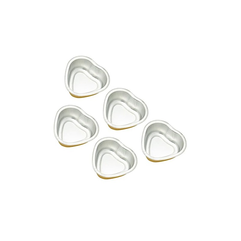 Cuenco para Cera Derretida Corazón Metal Dorado 5 Piezas Depilación