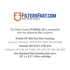 Filters Fast FF10GAC-20 Compatible Replacement for Pentek GAC-10 Carbon Water Filter Cartridge 2.87x9.75 inch