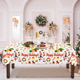 Xinvery Christmas Party Tablecloth,Xmas Tree Table Cover Plastic Rectangular Tablecloth Winter Holiday New Year Xmas Christmas Party Decoration 137 x 274cm