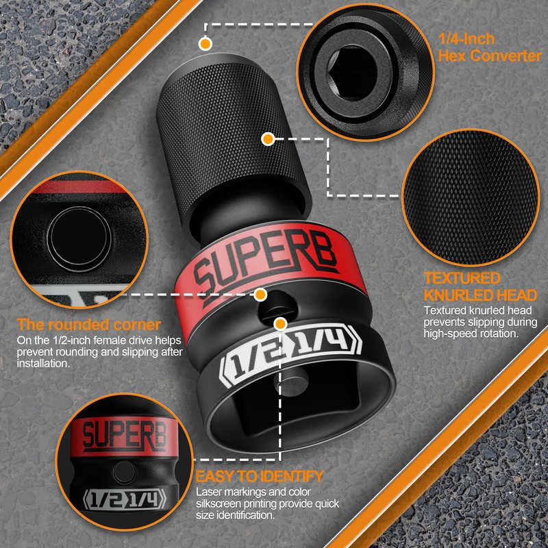 Skrweax Impact Wrench Adapter 2 Pieces 1/2" to 1/4" Socket