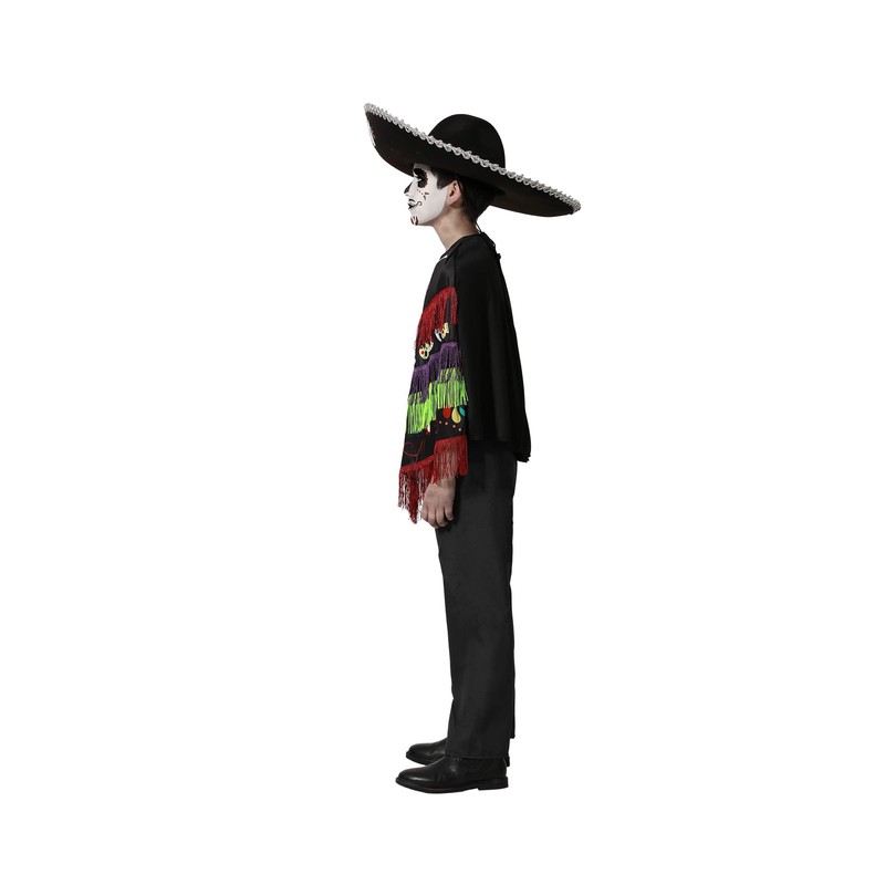 Atosa Skeleton Costume Musical Poncho Funny Black Child 3 to