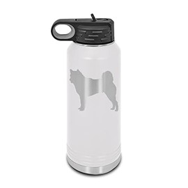 Shiba Inu Laser Engraved Water Bottle Customizable Polar Camel Stainless Steel with Straw - Dog Canine pet White 32 oz