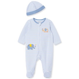 Little Me Footie, Hat, Keychain Elephant Blue Stripe 6 Months