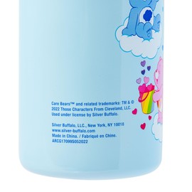 Silver Buffalo Care Bears Sun Shower Stainless Steel Blue Water Bottle with Strap, Features Cheer Bear, Funshine Bear, and Tenderheart Bear, 27 Ounces