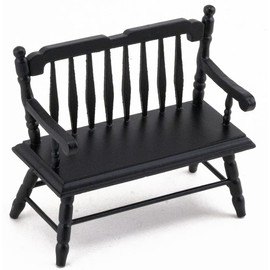 Dollhouse Miniature Deacon Bench (Black)