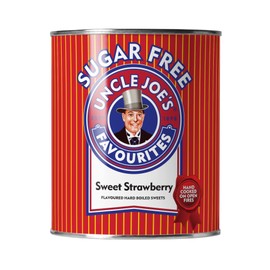 Uncle Joe's Sugar Free Sweet Strawberry Candy | Flavored Hard Boiled Sweets | Mouth Watering Candy | Old Fashioned British Fruity Candy | Gourmet Sweets Gift | 4.23 Oz (120g)