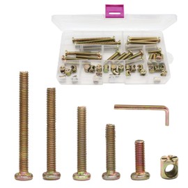 Crib Bolts Replacement Kit, cSeao 50pcs Zinc Plated M6 Socket Cap Screws Barrel Nuts for Crib Cot Chairs Furniture Bed, M6x15mm/25mm/35mm/45mm/55mm