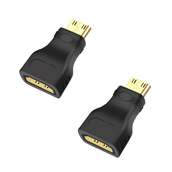 VIEVRE Mini HDMI to HDMI Adapter, Mini HDMI to HDMI Adapter, Mini HDMI to HDMI Adapter, HDMI to Mini HDMi, HDMI Mini HDMI Adapter (Gold-Plated, Full HD, 1080p), Black, Pack of 2
