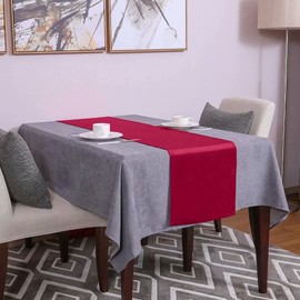 WAITER TREE Velvet Table Runner Washable Dresser Scarf Luxury Rustic Farmhouse Table Runners for Home Dining Coffee Table (Red, 35 x 180cm)