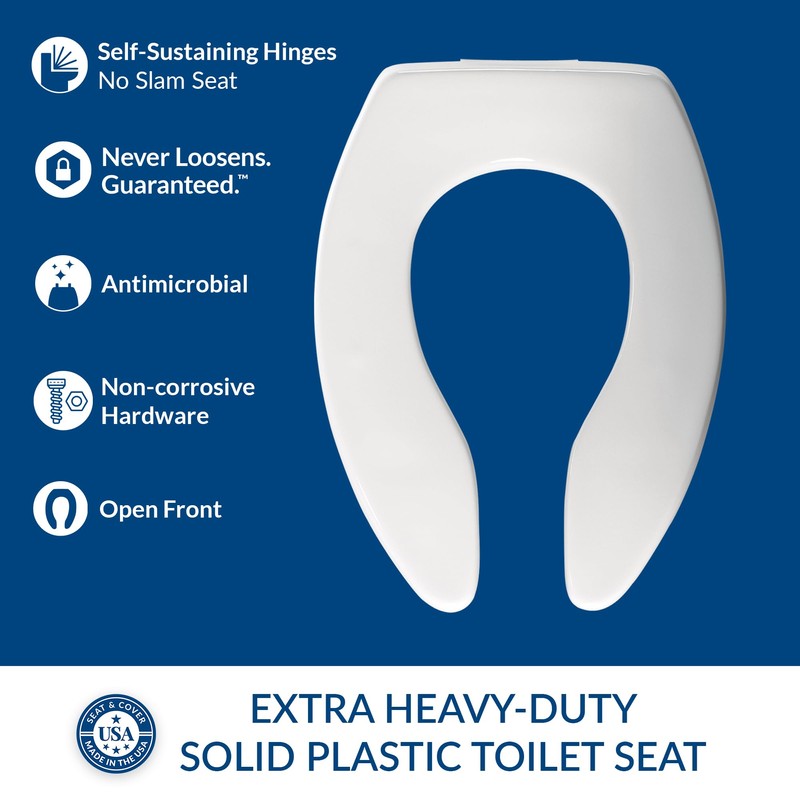 BEMIS 3155SSCT Commercial Open Front Plastic Toilet Seat, Extra Heavy