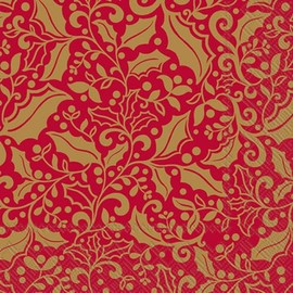 IHR Ideal Home Range Party Napkins Disposable 3-Ply Paper Lunch Napkin Pack, 6.5" x 6.5", Christmas Sparkle (Red & Gold), 20-Count