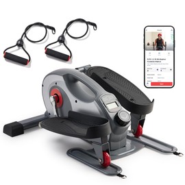 Sunny Health & Fitness Smart Elliptical Trainer, Heavy-Duty Exerciser w/Resistance Bands for Leg & Arm Exercise, Home/Office Senior Training Machine, Exclusive SunnyFit App Bluetooth Link–SF-E323054