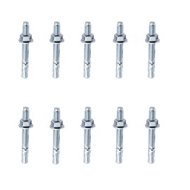 Caiyloxn Pack of 10 Heavy Duty Dowels M10 x 12 cm Bolt Anchor Galvanised Heavy Duty Anchor Bolts Concrete Dowel Anchor Screw Suitable for Industrial Buildings