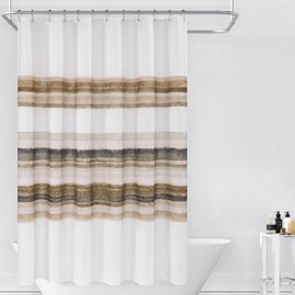 Ombre Stripe Shower Curtain, Oil Painting Abstract Farmhouse Shower Curtain, Decorative Shower Curtains for Bathroom, Waterproof & Washable (72x84 inch, Brown Ombre)