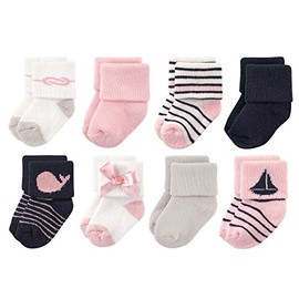 Luvable Friends Unisex Baby Newborn and Baby Terry Socks, Sailboat 8-pack, 6-12 Months