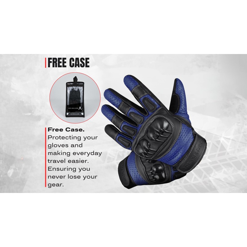 The AMA LOOK Leather Motorbike Gloves, Knuckle Protective Touchscreen Motorcycle