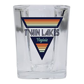 R and R Imports Twin Lakes Virginia 2 Ounce Square Base Liquor Shot Glass Retro Design