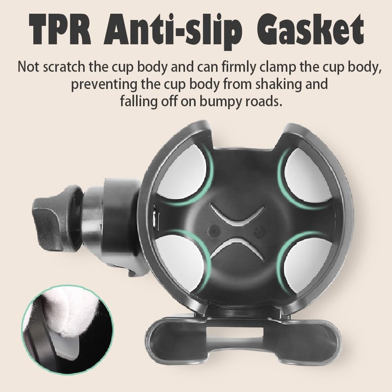 HoneTeek Stroller Cup Holder with Phone Holder, 2-in-1 Universal Cup