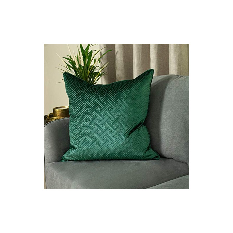 Paoletti Florence Cushion Cover, Emerald Green, 55 x 55 cm