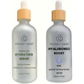 Kit Facial Iluminador + Hidratante Sérum Vitamina C + Sérum Ácido Hialurónico 10% Antimanchas, Antiarrugas, Hidratación Profunda, Piel Radiante (Kit10%+VitC)