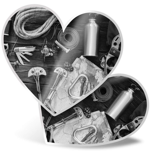 2 x 15cm Heart Stickers - Climbing Equipment Ropes Boots