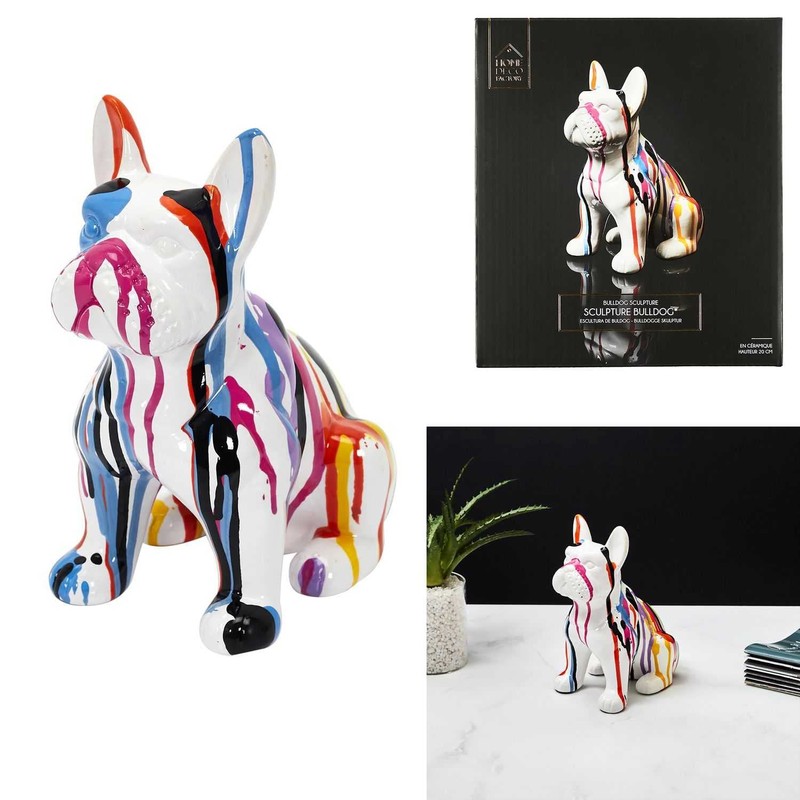 THE HOME DECO FACTORY Ceramic Bulldog Sculpture 20 cm