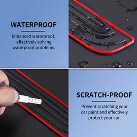 ONRAI Car Door Sill Plate Protectors - Black Soft Rubber Front/Rear Door Sill Scuff Plate Guard, Door Pedal Protector Stickers fit for Honda Civic