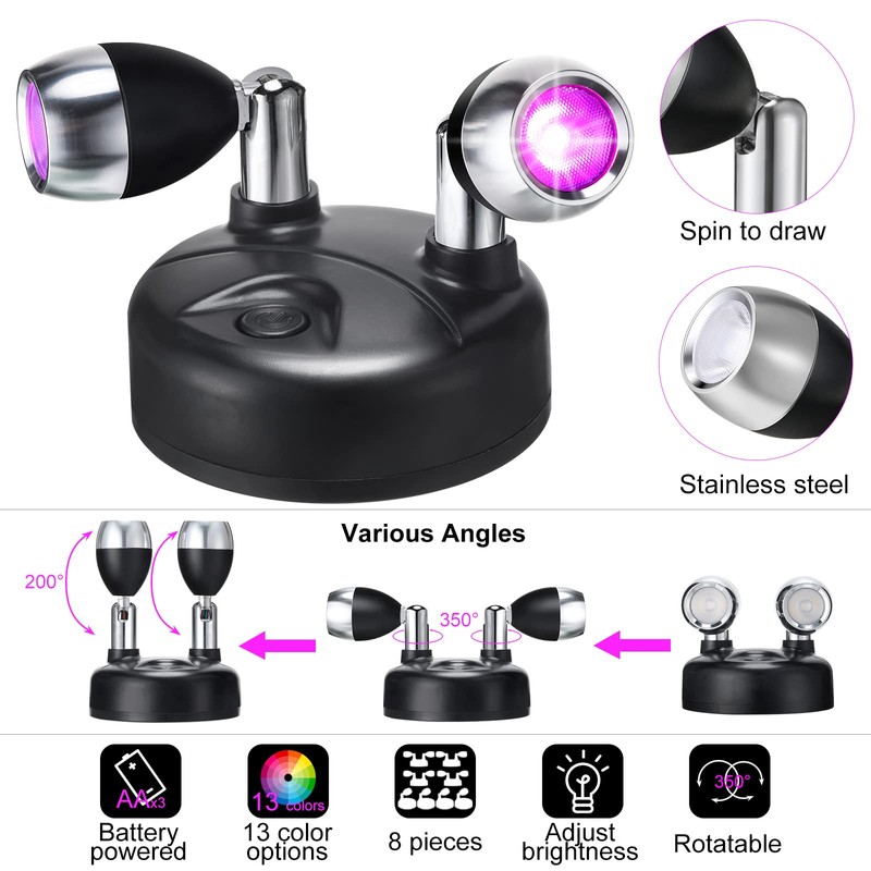 Tuanse 4 Pcs Dual Head RGB Spotlight and 4 Pcs