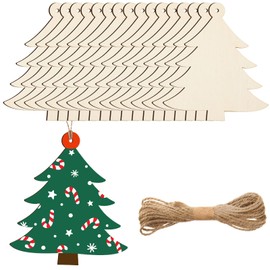 24Pcs 7 Inch Wooden Christmas Tree Ornaments Wooden Tree Cutouts with Holes Unfinished Blank Wood Christmas Tree Large Size Christmas Hanging for Painting Winter Xmas Tree Decor Holiday DIY Craftsz
