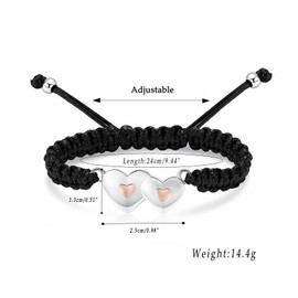 VCCWYQK Double Heart Urn Bracelet for Ashes for Women Stainless Steel Urn Memorial Jewelry forHuman Pet of Loved Ones Keepsake Gift