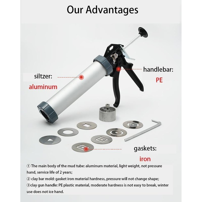 Clay Extruder Tool，Clay Extruder Gun with 12 Different Molds,Handheld Extruder