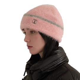 VARZAR VA Square Stud Angora Beanie, 4 Colors, Unisex, Korean Brand, Hat, UV Protection, Deep, Small Face Effect, SNS Topic, Celebrity Wear, Pink, Free size