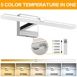 ZUZITO Modern Bathroom Vanity Light 18in, 14W LED Bathroom Light Bar 5CCT Dimmable, Chrome Vanity Lights for Bathroom Wall