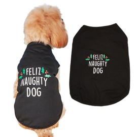 BROUAURPE Pet Shirt, Funny Naughty Dog Outfit, Lightweight Comfortable Vest, Holiday Costume, Christmas Outfit for Dogs and Cats, Black, XL