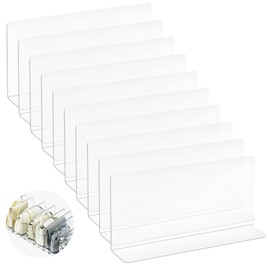 Pack of 10 Shelf Dividers, Shelf Dividers, Cabinets, PVC Baffle, Transparent, Cabinet Dividers, Acrylic Shelf Dividers for Bookcase, Bedroom, Kitchen, Cabinets Organisation