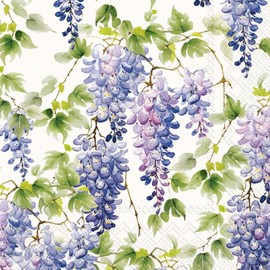 IHR Ideal Home Range Cocktail Napkins Disposable 3-Ply Paper Party Napkin Pack, 5" x 5", Purple Wisteria (Cream), 20-Count