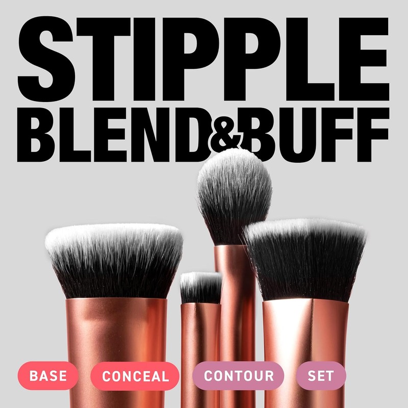 REAL TECHNIQUES, Face Base Set, Kit de Brochas de Maquillaje