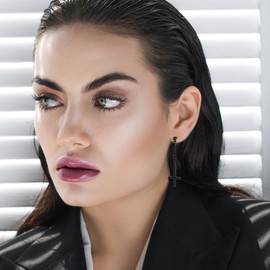 Mens Inverted Cross Earrings, Upside Down Cross Dangle Earrings, Gothic Jewelry for Men, Satanic Cross Earrings Clip On Piercing Earrings