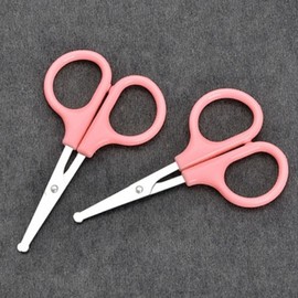 Round blade nose hair eyebrow grooming removal nose hair beauty scissors - Pink / 둥근날 코털 눈썹 정리 제거 콧털 미용 가위 - 핑크