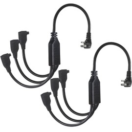 [2PACK]1.5FT 3 Outlet Power Splitter Extension Cord - 18INCH 1 to 3 Flat Plug Extension Cord Splitter , SJT 16AWG 3 Prong 1 to 3 Way Low Profile Flat Plug Black AC Grounded Power Cable for Home Office