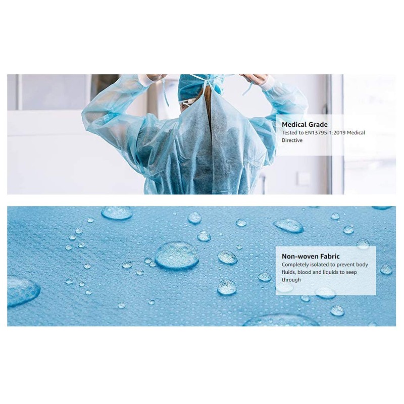 Hygene Disposable Blue Color Level 3 Isolation Gown With Long