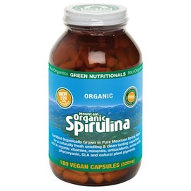 Green Nutritionals Mountain Organic Spirulina 180 Capsules - Vegan Vegetarian