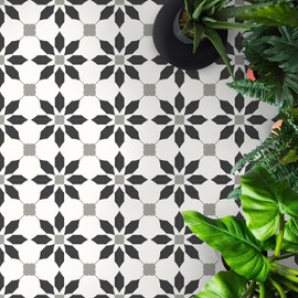 MORCART 8" x 8" Peel and Stick Floor Tile, 20 PCS Self-Adhesive DIY Vinyl Flooring for Renters, Removable and Waterproof Tile Sticker for Bathroom, Kitchen, Staircase (Black)