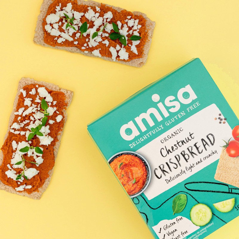 Amisa Organic Chestnut Crispbread, 100g - Light & Crispy Texture