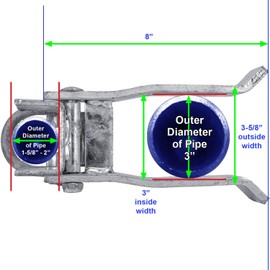 Commercial Single GATE Strong Arm Latch for 3" Fence Post - and 1-5/8" Thru 2" Chain Link or Round Pipe Gate Frames (Each)