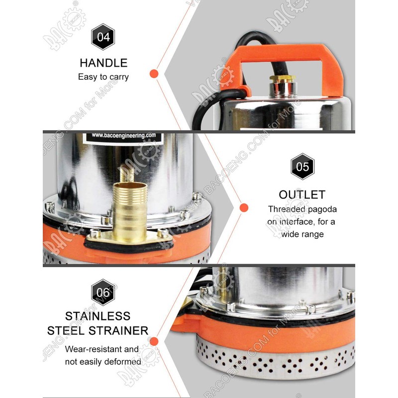 BACOENG 12V DC Farm & Ranch Solar Water Pump Submersible