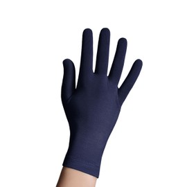 QiEco Soft Organic Bamboo Cotton Gloves, Thin, Thermal, Lightweight, Warm, Touchscreen, Liners, Antibacterial, Breathable, Hypoallergenic, Eczema, Anti-Allergy, Cycling, Running (Navy, Large)