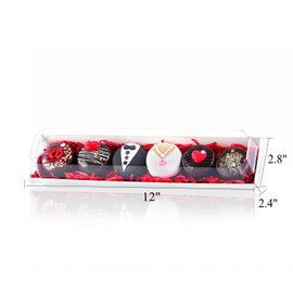 SLShePack 25 Pack 12 x 2.8 x 2.4 Inches Strawberry Boxes with Clear Lids,Long Macaron Boxes Gift Boxes For Cookies,Truffle,Cocoa Bombs,Chocolate