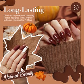 AZUREBEAUTY Brown Nail Polish Quick Dry Fall Nail Polish Natural Shine Nail Lacquer Salon-Quality for Women Girl Gift Set 10ml